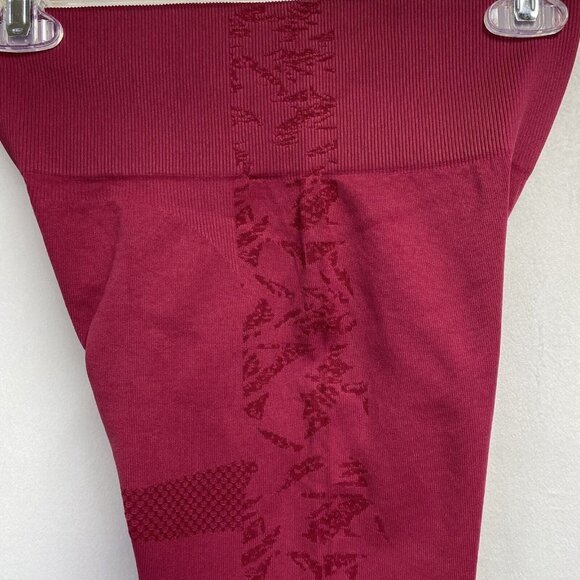 Women Mid-Rise Butt Lift Compression Yoga Leggings Large Red Tummy Control - Picture 8 of 15